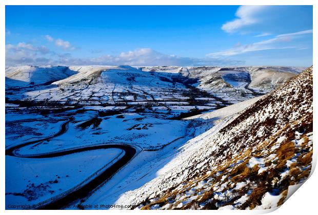 Vale of Edale in Winter at Derbyshire.  Print by john hill
