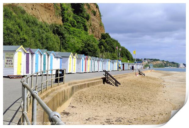 Small Hope beach at Shanklin on the Isle of Wight. Print by john hill