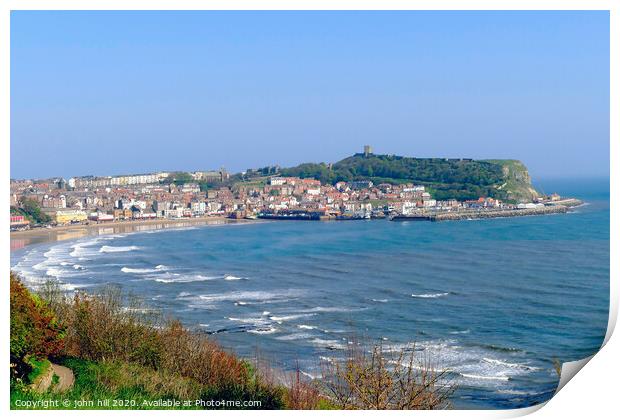 Glorious vista of Scarborough bay at low tide from the cliff gardens in North Yorkshire. Print by john hill