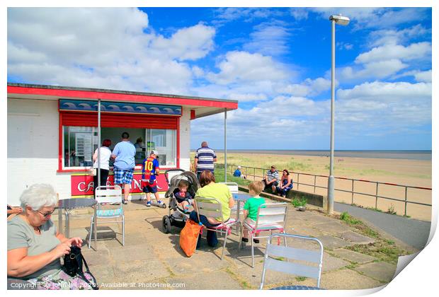 Beach cafe on the seafront at Chapel St. Leonards in Lincolnshire.  Print by john hill