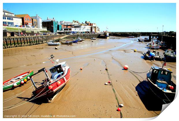 Harbour and quay during low tide at Bridlington in Yorkshire. Print by john hill
