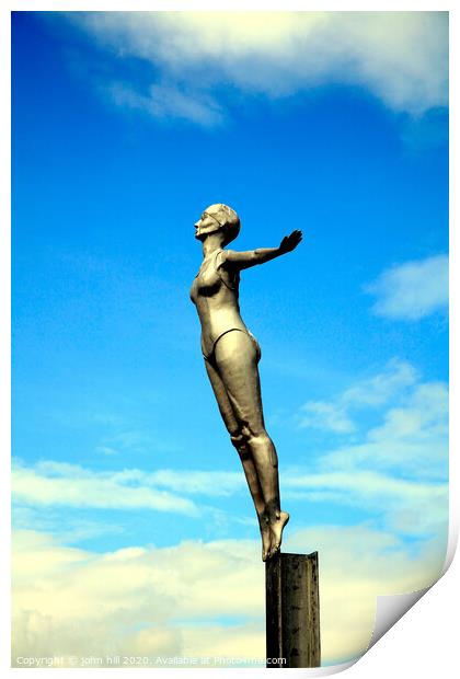 The Scarborough Belle statue at Scarborough in Yorkshire. Print by john hill