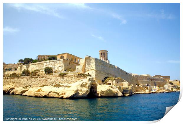 The Siege bell at Valletta in Malta. Print by john hill