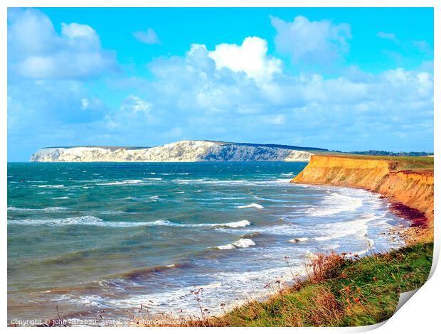 Compton bay on a windy day on the Isle of Wight  Print by john hill