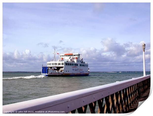 Ferry leaving Yarmouth on the Isle of Wight. Print by john hill
