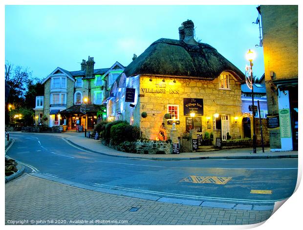 Dusk at Shanklin old Village on the Isle of Wight.  Print by john hill