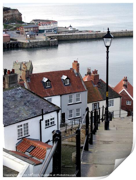 99 steps at Whitby in Yorkshire. Print by john hill
