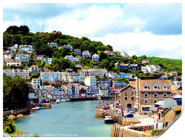 East and West Looe in Cornwall. Print by john hill