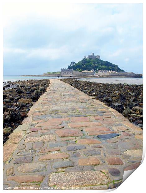 St. Michael's Mount at low tide in Cornwall. Print by john hill