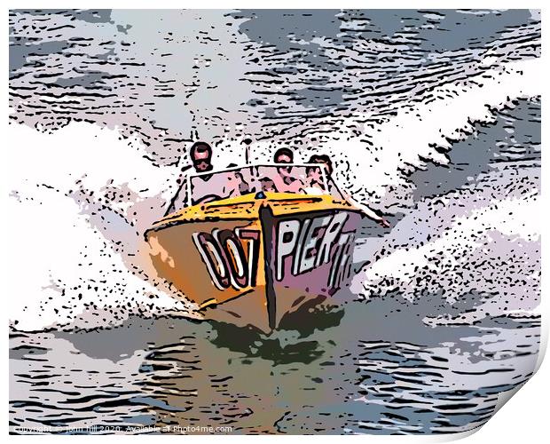 Digital Speedboat (illustration) Print by john hill