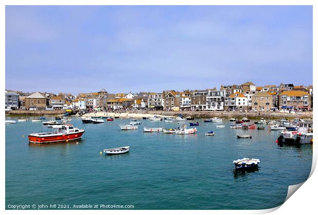 St. Ives Quay in Cornwall. Print by john hill