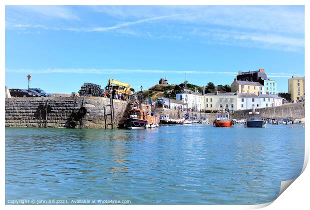 Returning Ferry to Tenby harbour in Wales. Print by john hill