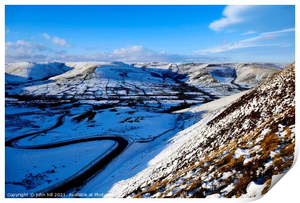 Vale of Edale in Winter at the Peak district in Derbyshire, UK. Print by john hill
