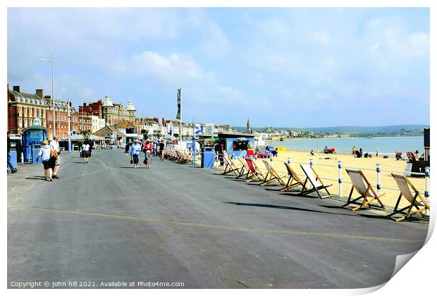 Seafront at Weymouth in Dorset, UK. Print by john hill
