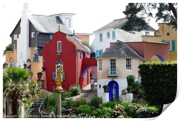 Portmeirion village in Wales. Print by john hill