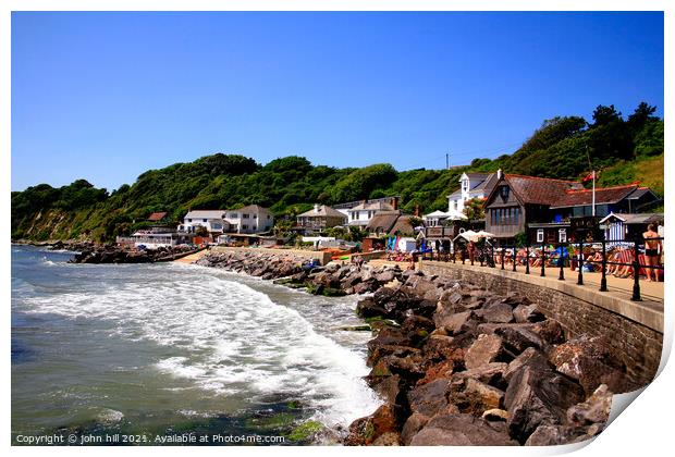 Flood protection at Steephill cove. Print by john hill