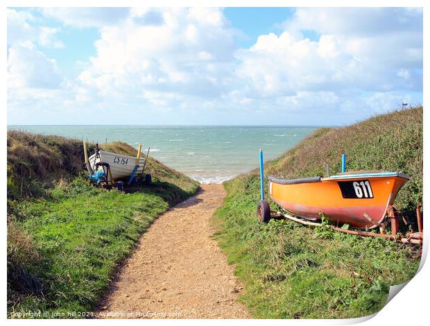Down to the sea at Brook Bay on the Isle of Wight. Print by john hill