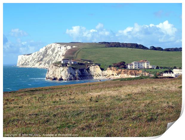  Coastal path at Freshwater Bay on the Isle of Wight. Print by john hill