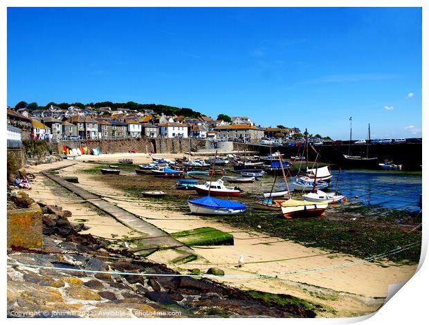 Mousehole harbour in Cornwall. Print by john hill