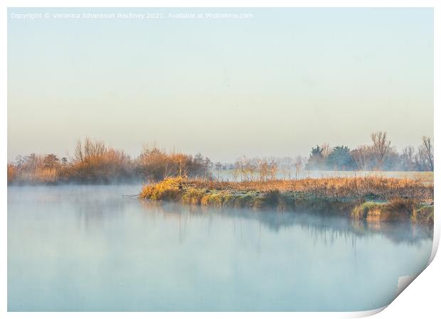 River Cam a misty Winters morning Print by Veronica in the Fens
