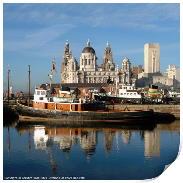 Pier Head from across Canning Dock 2003 -Square crop Print by Bernard Rose Photography