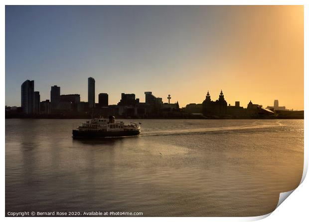 Liverpool Waterfront Sunrise - The Morning Ferry Print by Bernard Rose Photography