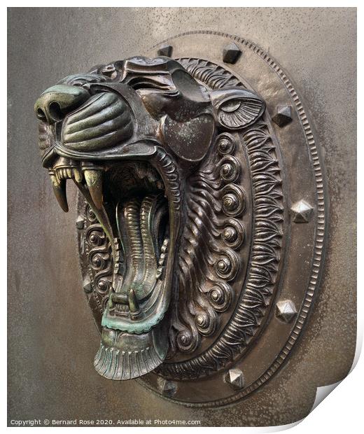 Lion Head Sculpture Liverpool Print by Bernard Rose Photography