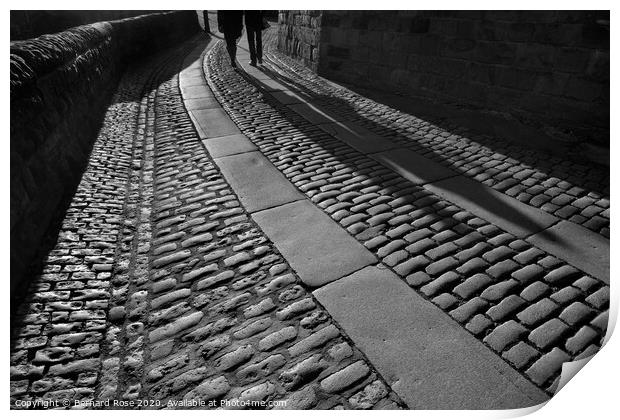 Cobbled Riverside walkway The Groves in Chester Print by Bernard Rose Photography