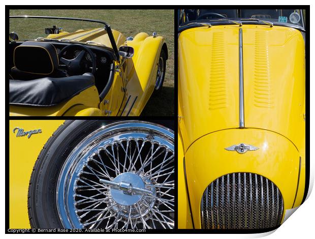 Aspects of a Yellow Morgan Sports Car Print by Bernard Rose Photography