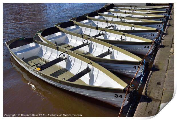Chester Rowing Hire Boats Print by Bernard Rose Photography