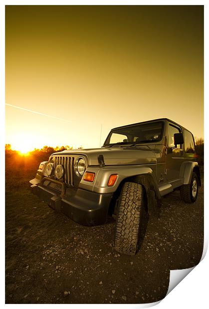 Jeep Wrangler at Sunset Print by Eddie Howland