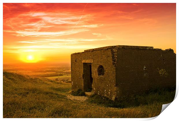 Sunset at Devils Dyke, Sussex Print by Eddie Howland