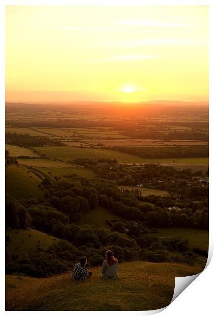  Sunset at Devils Dyke, Sussex Print by Eddie Howland