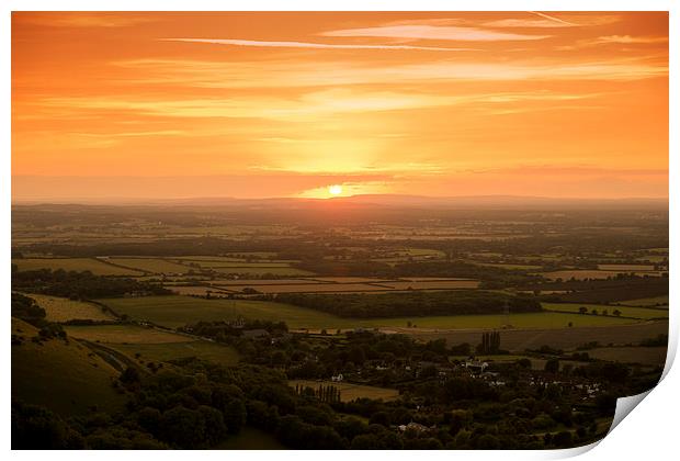  Sunset at Devils Dyke, Sussex Print by Eddie Howland