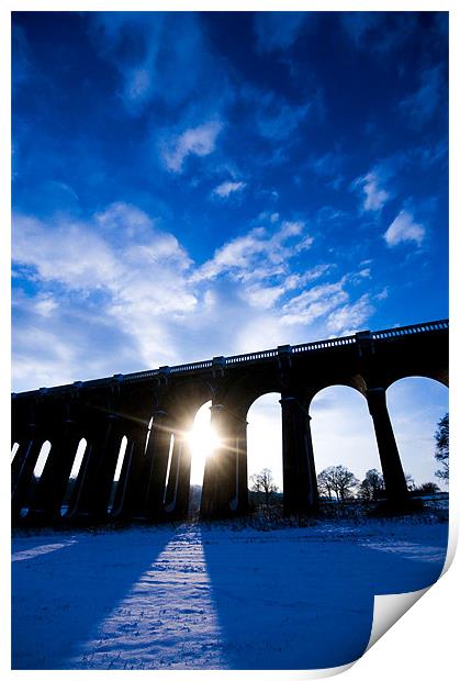 Balcombe Viaduct in the Snow at sunset Print by Eddie Howland
