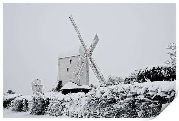 Jill mill in the snow Print by Eddie Howland