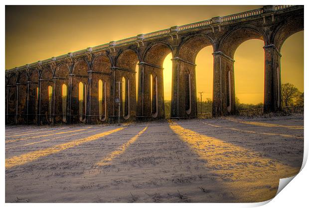 Balcombe Viaduct in the Snow at Sunset Print by Eddie Howland