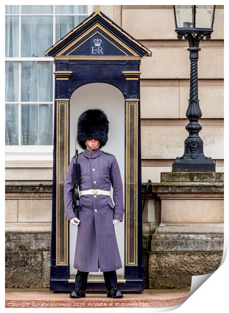 Guard at Buckingham Palace in London Print by Karol Kozlowski