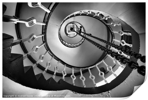 Spiral staircase Print by Andrew Davies