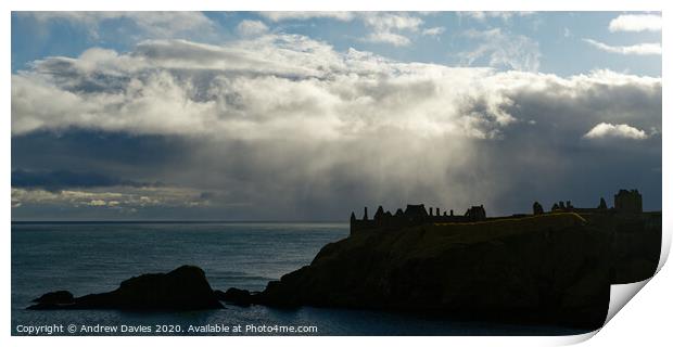 Stormy sky at Dunnottar Castle, Aberdeenshire Print by Andrew Davies
