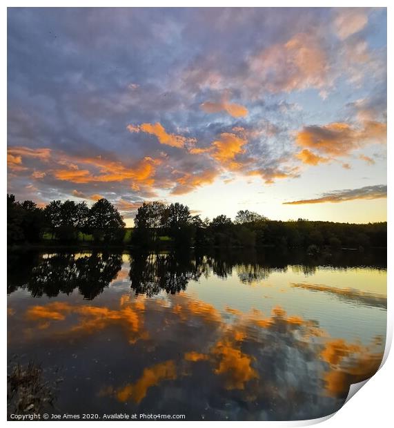 Sunset over the reservoir  Print by Joe Ames