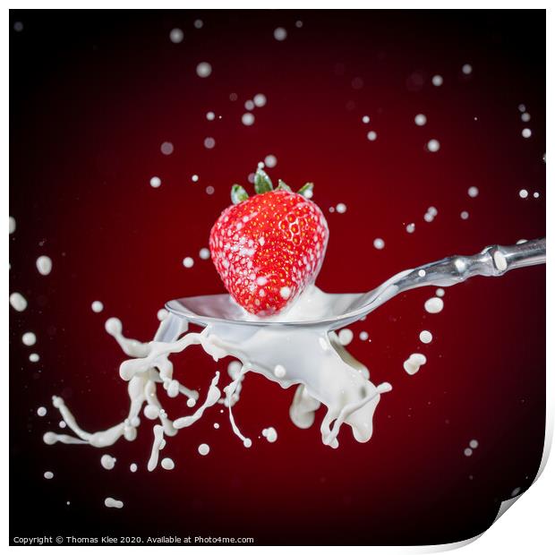 Strawberry Milk-Splash Print by Thomas Klee