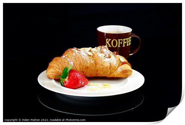 Coffee and Croissant Print by Helkoryo Photography