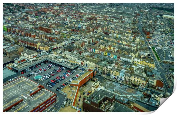 Blackpool town view from the tower Print by Helkoryo Photography