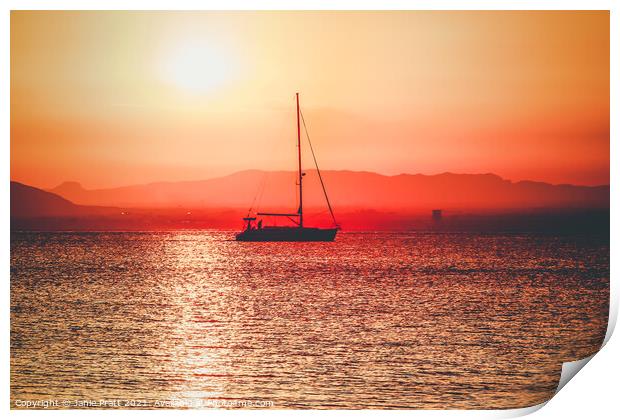 Sunset Sail Print by Janie Pratt
