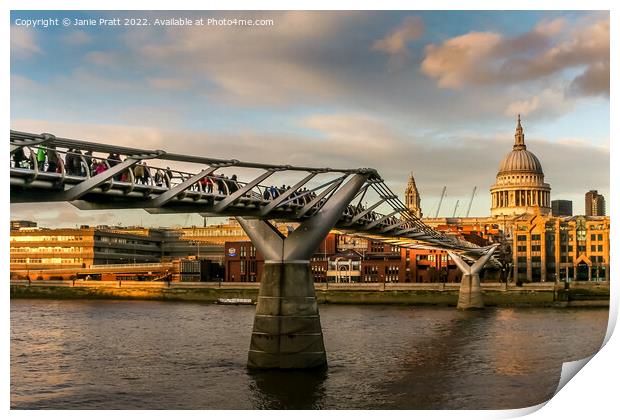 Millennium Bridge Sunset Print by Janie Pratt