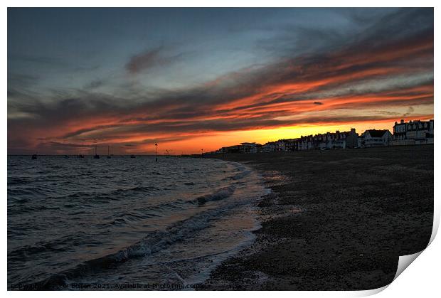 Sunset over the coast at Thorpe Bay, Essex. Print by Peter Bolton
