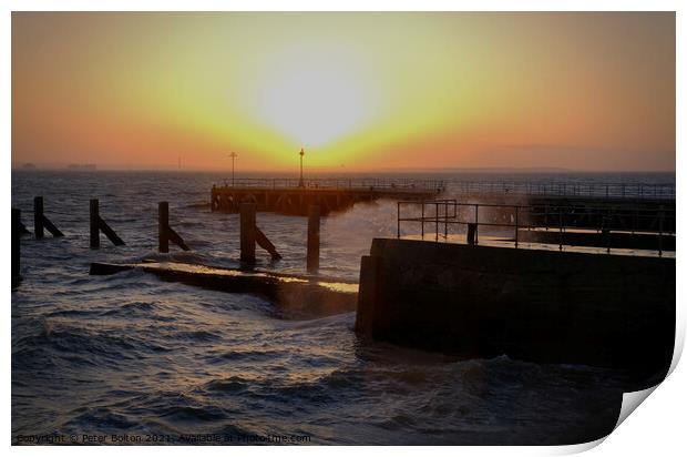 Sunset at 'Gogs Berth' The Garrison, Shoeburyness, Essex, UK. Print by Peter Bolton