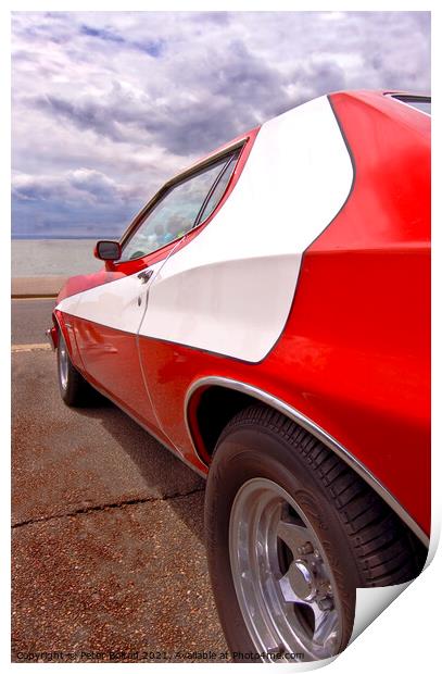 Classic car show, Ford Gran Torino car at Southend on Sea, Essex Print by Peter Bolton