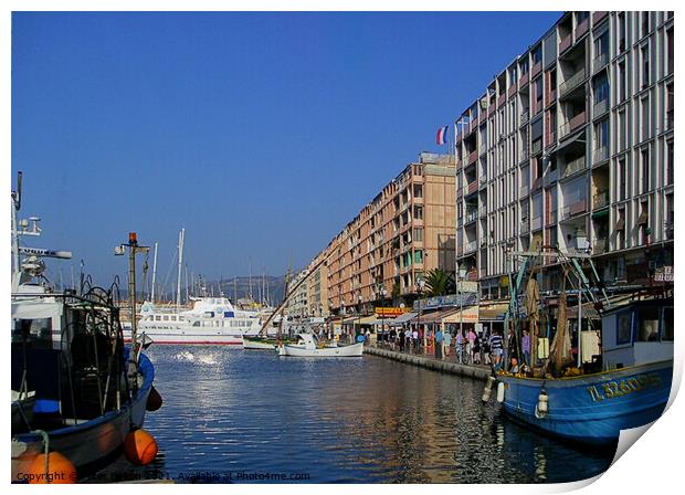 Waterfront and harbour, Nice, France Print by Peter Bolton